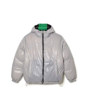 Lacoste Reversible Hooded Puffer Jacket - Gray