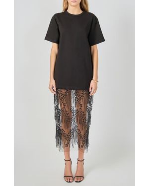 Endless Rose Mix Rhinestone Lace Maxi Dress - Black