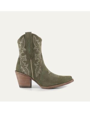 Buck & Brana Brooke Leather Boots - Green