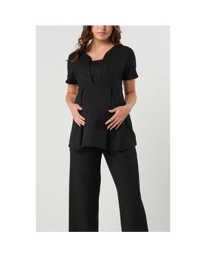 Marion Short Sleeve Short Maternity Top - Black