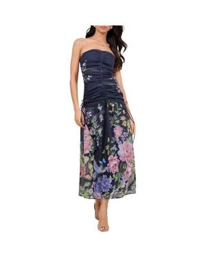 Lipsy Ruched Bandeau Maxi Dress - Blue