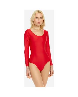 Leveret Long Sleeve Leotard - Red