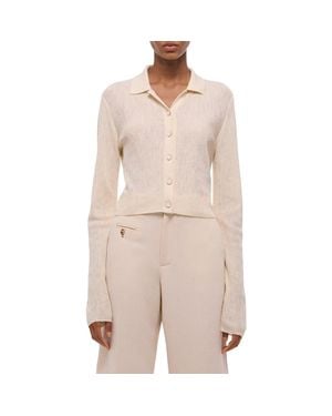 Helmut Lang Raw Edge Linen Blend Cardigan - Natural