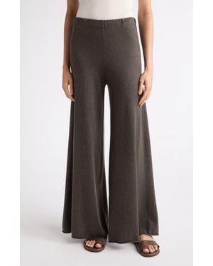 Lisa Yang Ainsley Cotton & Cashmere Wide Leg Pants - Brown