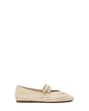 Reiss Elizabeth Woven Mary Jane Flat - Natural