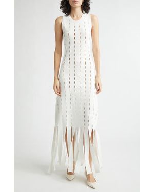 Zankov Jesse Openwork Car Wash Hem Sweater Dress - White