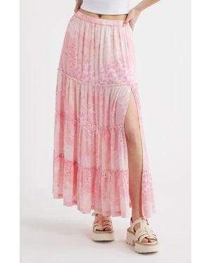 BP. Tiered Maxi Skirt - Pink