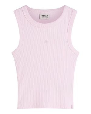 Scotch & Soda Kids' Slim Cotton Rib Tank - Pink