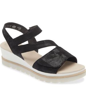 Gabor Asymmetric Wedge Strappy Sandal - Black