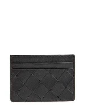 Nordstrom Woven Leather Card Case - Black