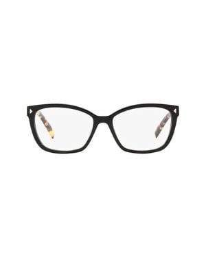 Prada 57Mm Rectangular Optical Glasses - Black