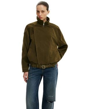 Cotton On Cove Faux Suede Biker Jacket - Green