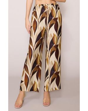 MELLODAY Floral Print Ankle Pants - Natural