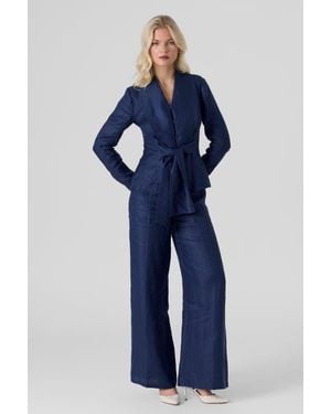 Le Fafo Linen Wide Leg Pants - Blue