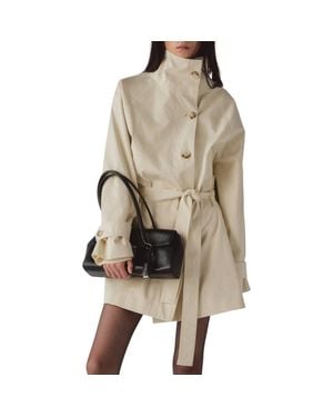 Mango Funnel Neck Belted Trench Coat - Natural