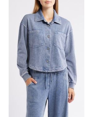 City Blues Crop Knit Shacket - Blue