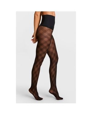 Commando Plaid Sheer Tights - Brown