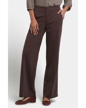 NYDJ Fiona Ponte Knit Straight Leg Pants - Brown