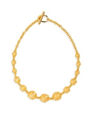 Oscar de la Renta Crystal Sphere Station Necklace - Metallic