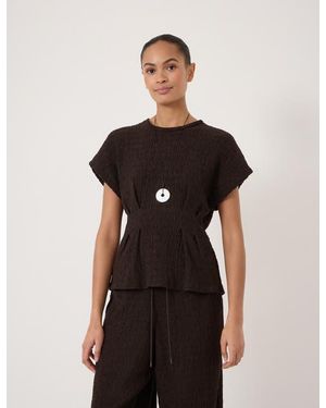 Hush Keira Textured Pleat Release Jersey Top - Black