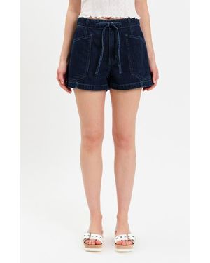 DAZE Catalina High Waist Tie Waist Shorts - Blue