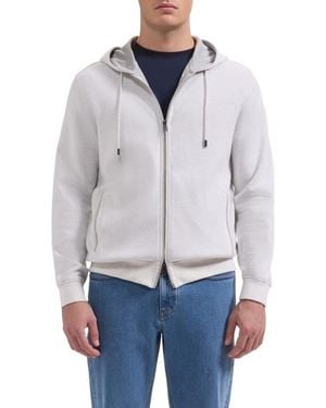 Bugatchi Piqué Zip Hoodie - Blue