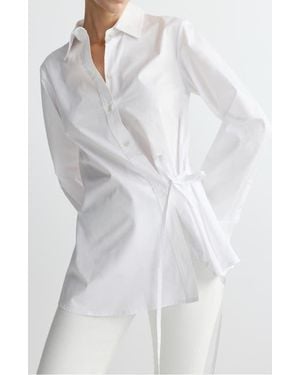DL1961 Agnes Side Tie Cotton Button-Up Shirt - White