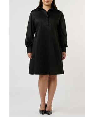 Estelle Asher Long Sleeve Cotton Shirtdress - Black