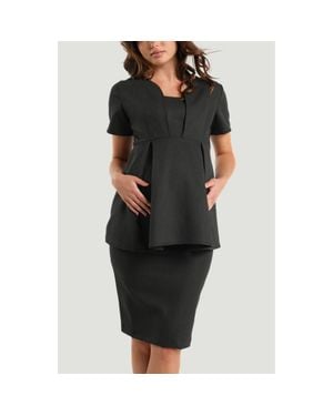 Marion Short Sleeve Empire Waist Maternity & Nursing Suit Top - Black