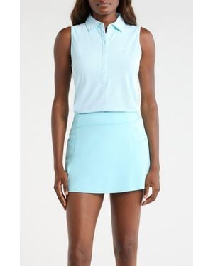 G/FORE Mixed Stripe Tech Sleeveless Polo - Blue