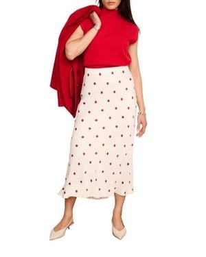 Mint Velvet Polka Dot Slip Skirt - Red