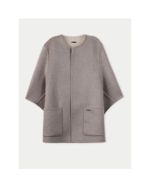 Gobi Cashmere Patch Pocket Cashmere Poncho Jacket - Natural