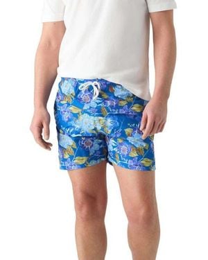 Robert Talbott Connery Drawstring Swim Trunk - Blue