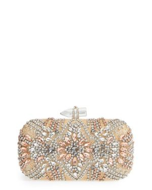 Nina Gelsey Crystal Embellished Minaudière - Gray