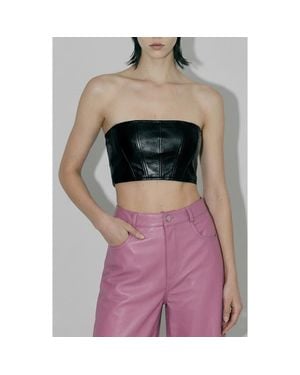 AS by DF Magra Recycled Leather Top - Black