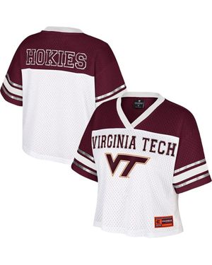 Colosseum Athletics Virginia Tech Hokies Treasure Cropped Football Jersey - Red