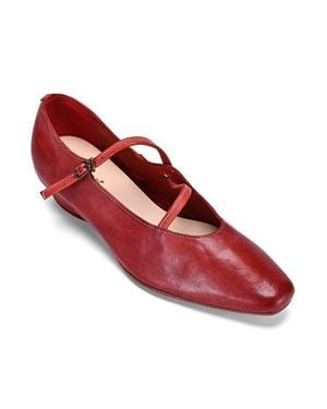 Old Trend Ribbon Genuine Leather Elegant Strap Mary Jane Heel - Red
