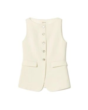 LILYSILK Sleeveless Button Up Silk Vest - Natural