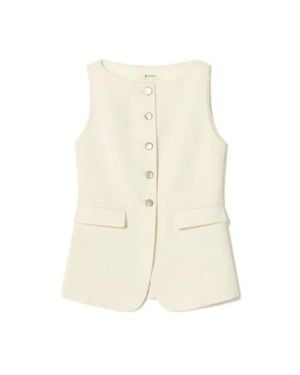 LILYSILK Sleeveless Button Up Silk Vest - Natural