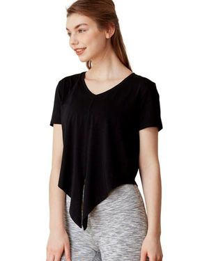 Rebody Active Knot Your Race V Neck Short Sleeve Top - Black