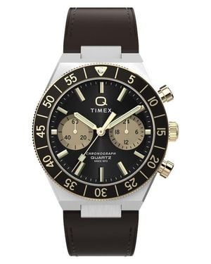 Timex Continental Leather Strap Watch, 40Mm - Black