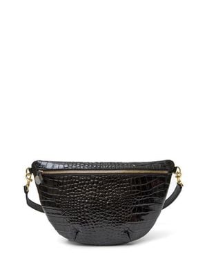 Clare V. Grande Croc Embossed Leather Belt Bag - Black