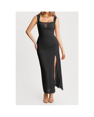 Popilush Sculpting Floral Midi Dress - Black