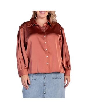 Standards & Practices Zeal Sateen Button-Up Blouse - Red