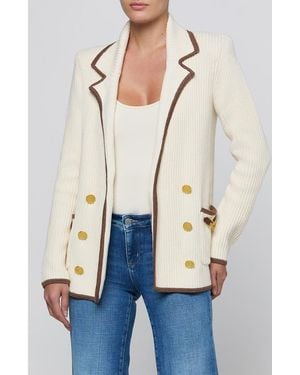 L'Agence Ranch Double Breasted Knit Blazer - Natural