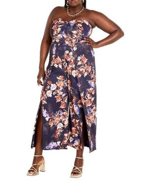 City Chic Fiona Floral Print Jumpsuit - Multicolor