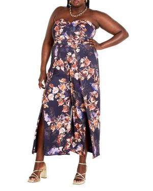 City Chic Fiona Floral Print Jumpsuit - Multicolor
