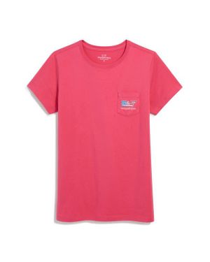Vineyard Vines Distressed Whale Graphic Pocket T-Shirt - Pink