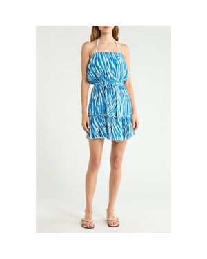 Elan Strapless Cover-Up Mini Sundress - Blue