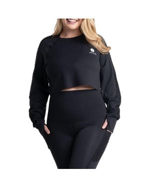 PREGGO LEGGINGS Kahina Active Crop Long Sleeve Maternity Top - Black
